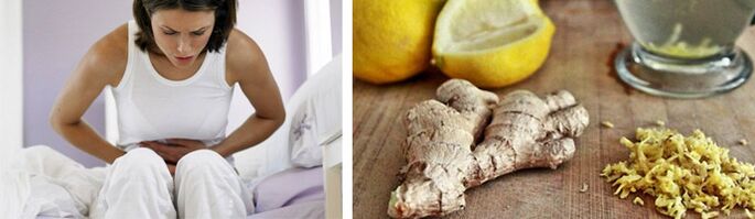 bolečine v trebuhu zaradi parazitov in ingver z limono za njihovo odstranitev